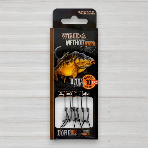 Повідець корповий для волосяних монтажів Weida Method Feeder GZ-14, 6шт/уп, № 10